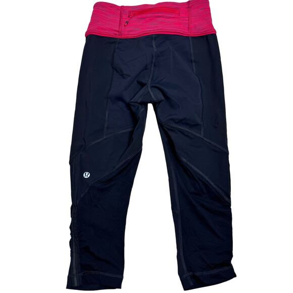 Lululemon Run For Your Life Crop Size 2 Running Leggings Deep Coal Space Red - Picture 3 of 14